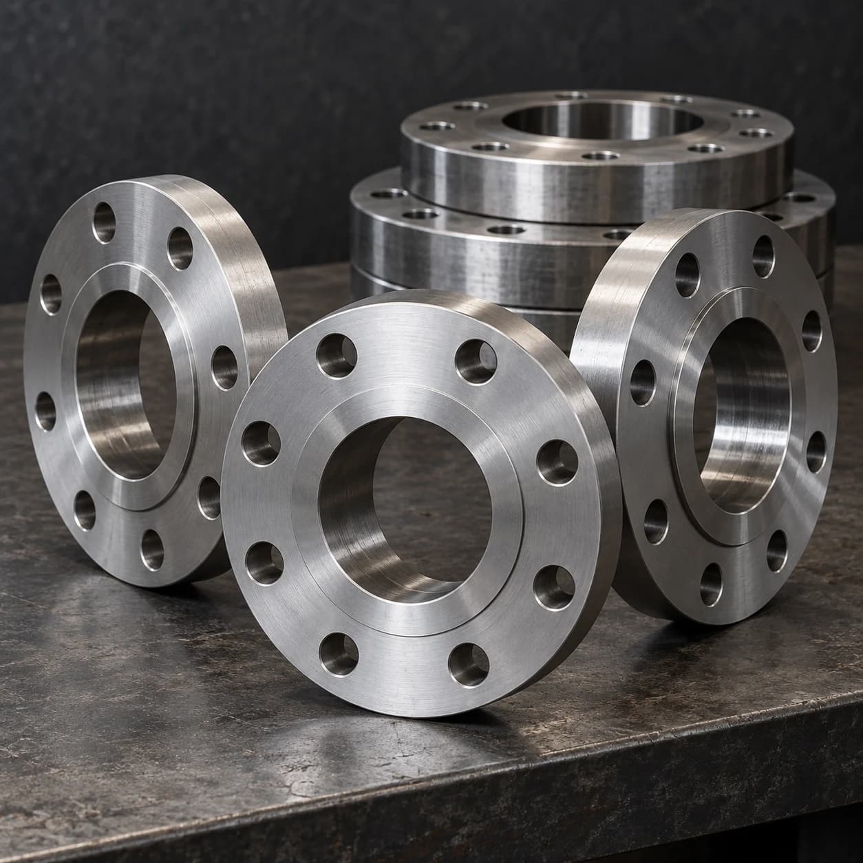 Machined steel flanges and fittings