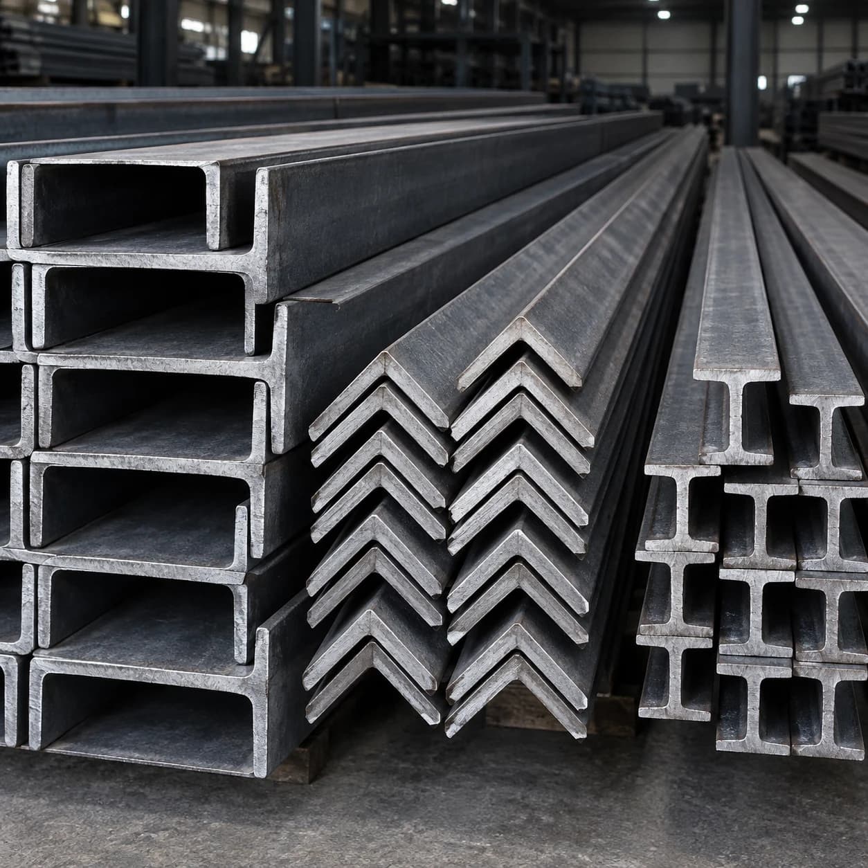 Steel channels, angles and profiles